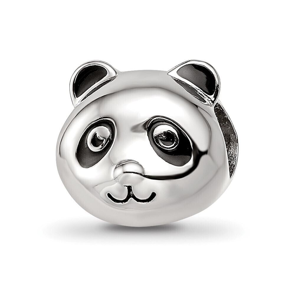 Kazi Luxury Sterling Silver Reflections Rhodium-plated Enamel Panda Bear Bead